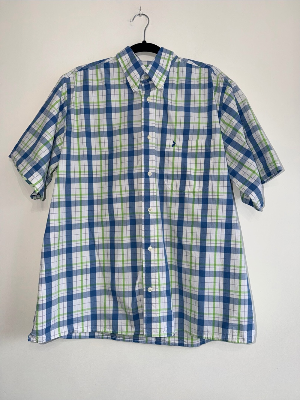 Mobile Bay Men’s XL Blue Green Plaid Fishing Vented Coastal Button Down Shirt